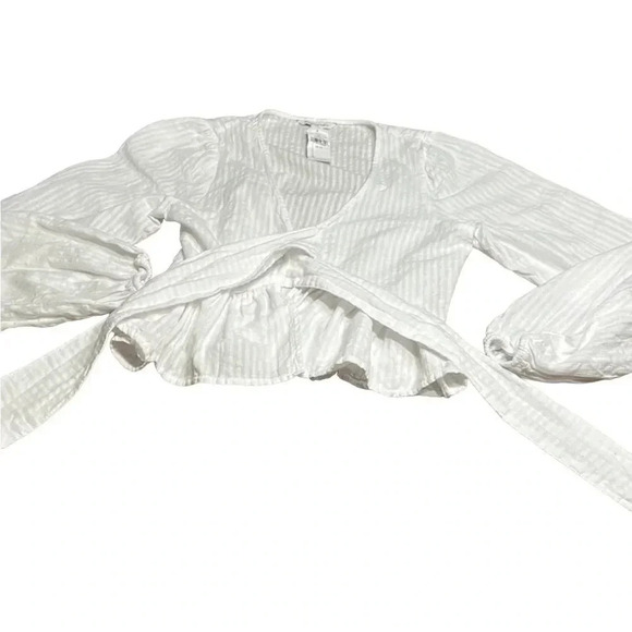 AE,peplum,front tie knot,peasant sleeves top, linen cotton,striped,NWT,striped - Picture 8 of 15